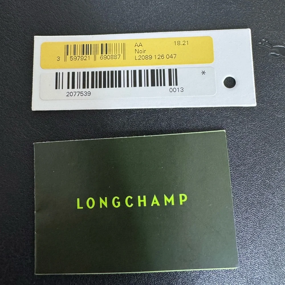 Longchamp Black Leather Colorful Stripes Briefcase and Pouch Set Signature